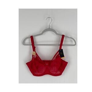 Wacoal Retro Chic Full Figure Underwire Bra Womens Size 34DD Red Lace New